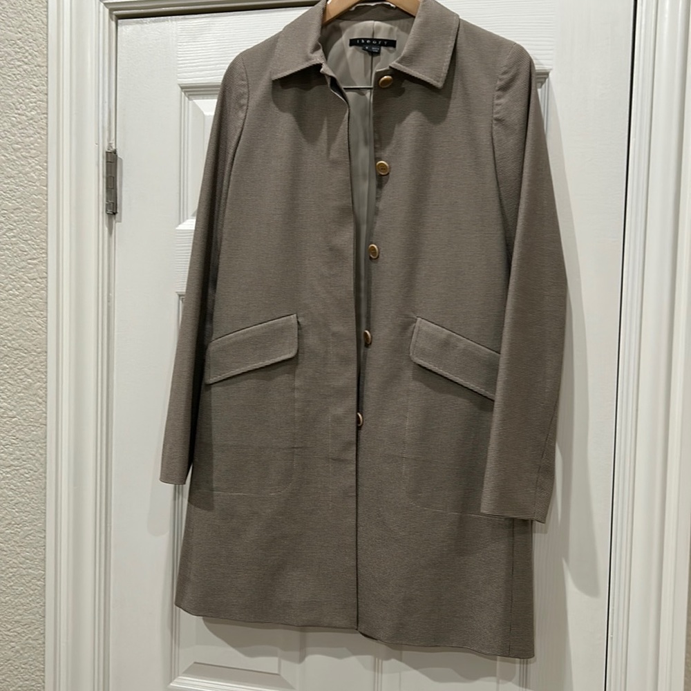 Theory Taupe Single-Breasted Collar Coat